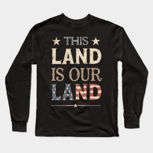 This Land is Your Land Woody Guthrie Song Lyric Vintage Typography Long Sleeve T-Shirt